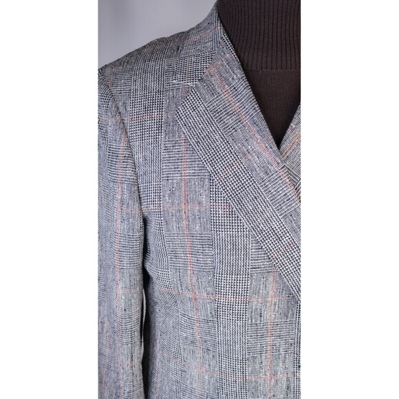 VTG Stanley Blacker Sport Coat Jacket Blazer Plaid Gray Two Button Sz 46R EUC - Picture 5 of 13
